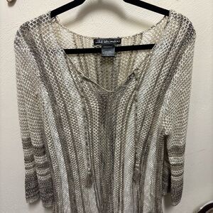 Women's Beachy Sweater - Cream and Brown